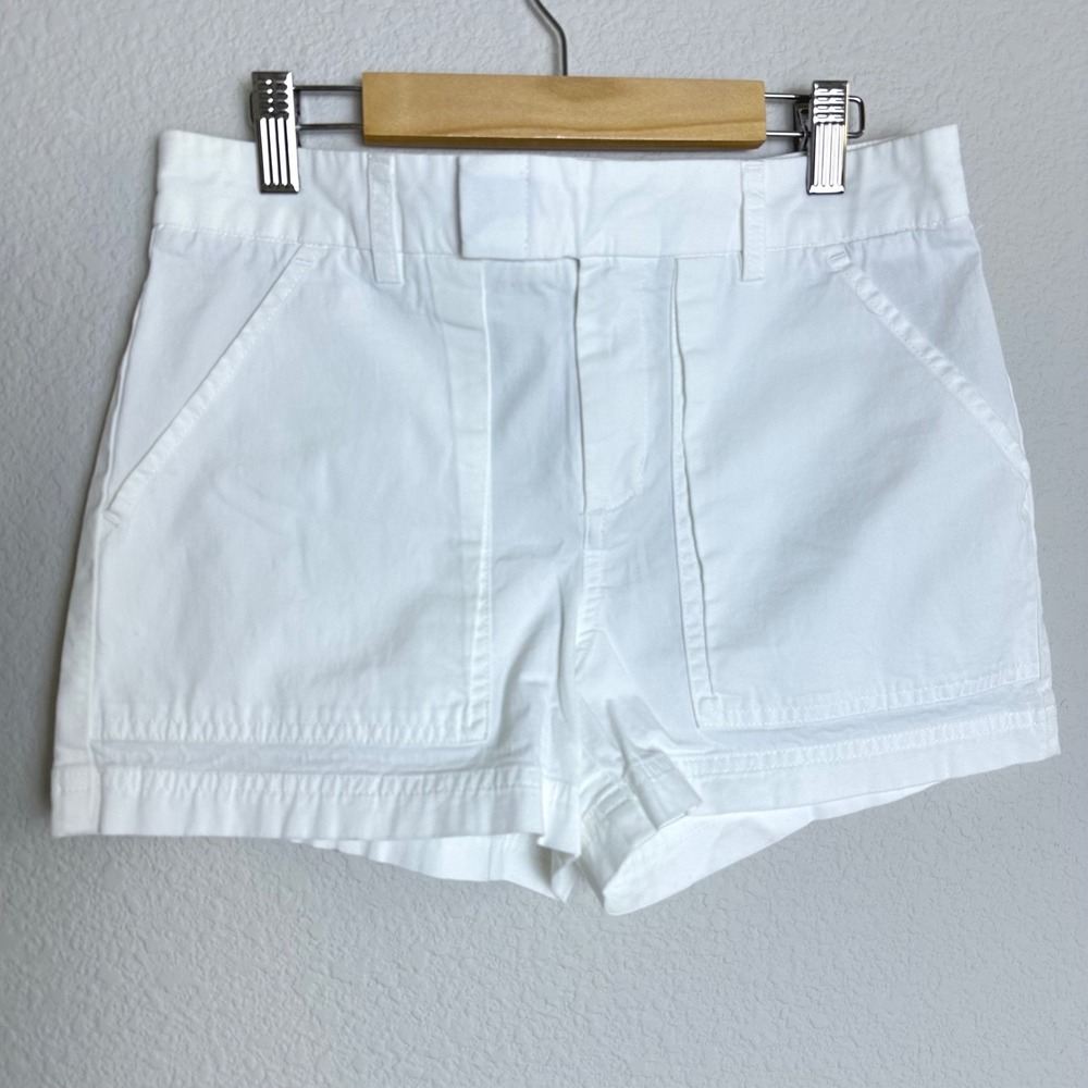 Vince White High-Rise Utility Cotton Shorts